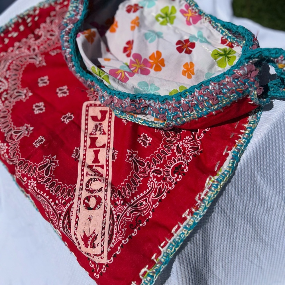 “Jalisco “ Red Bandana Crossbody Bag - Picture 3 of 6